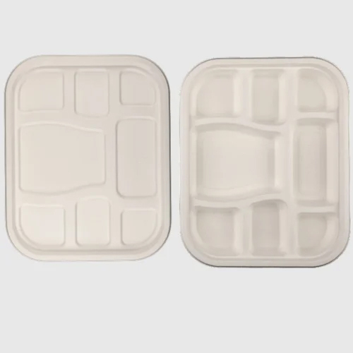 Biodegradable 8 Compartment Tray & Lid - Natural Disposable - Application: Industrial