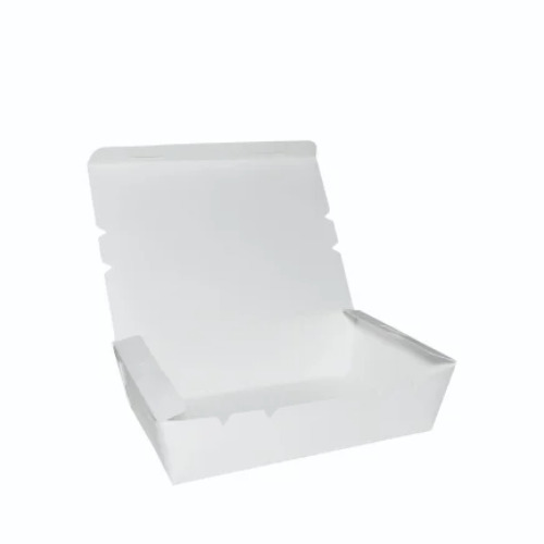 White Paper Lunch Box (1100 Ml, 18 X 12 X 5 In Cm) - Finishing: Matte Lamination