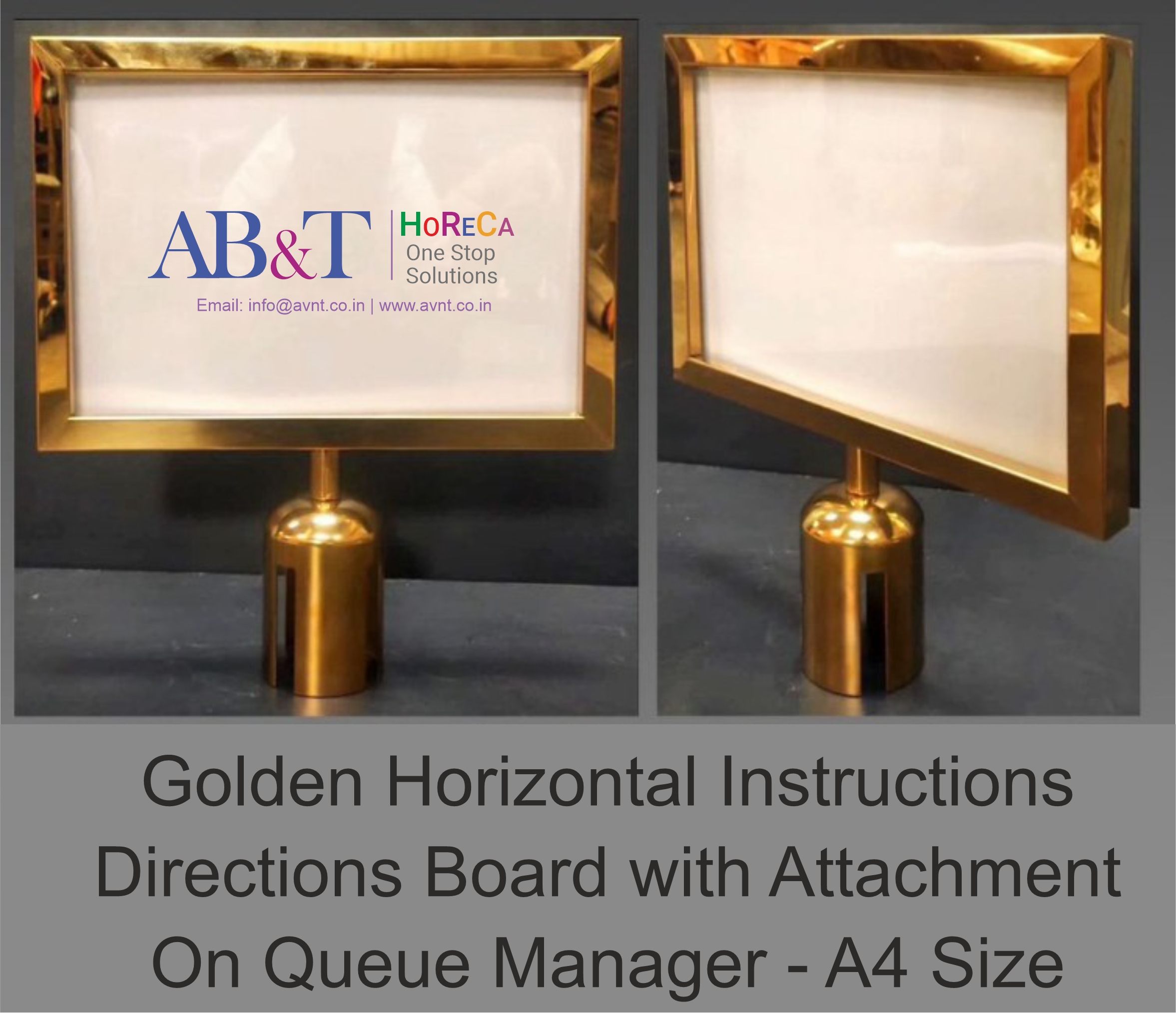 Q Manager With A4 Signage Holder - Color: Golden