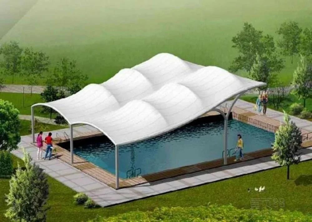 Swimming Pool Tensile Membrane Structure - Color: White