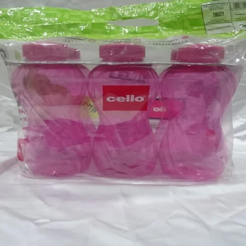 Cello Water Bottle - Plastic, 1 Litre, Pink | Round Shape for Versatile Beverage Use