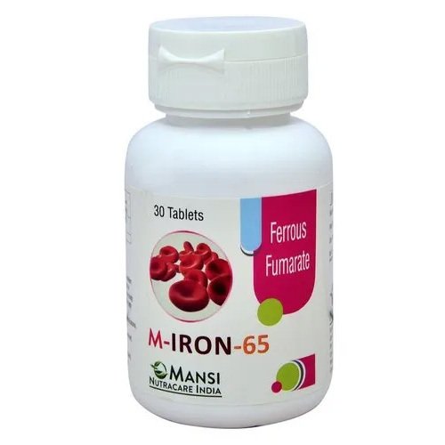 Ferrous Fumarate Tablets - 65 mg Dosage, 30 Tablets for Effective Iron Replacement Therapy, Enhances