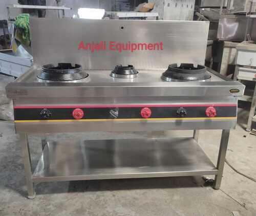 Chinese Cooking Range - Stainless Steel, 60x30x32+16 Inch | M-Type HP Burners with Needle Control Va