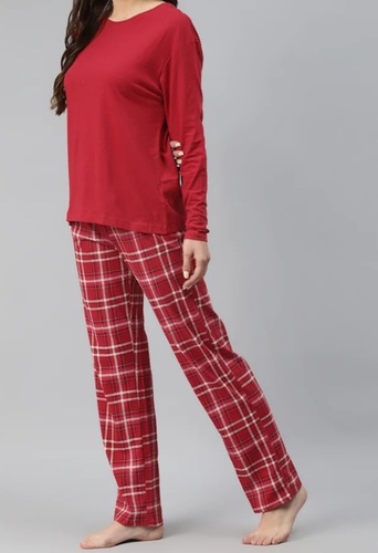 Premium Cotton Ladies Pajama - Full Sleeves, 180 GSM Single Jersey Fabric, Multiple Colours, GOTS Co