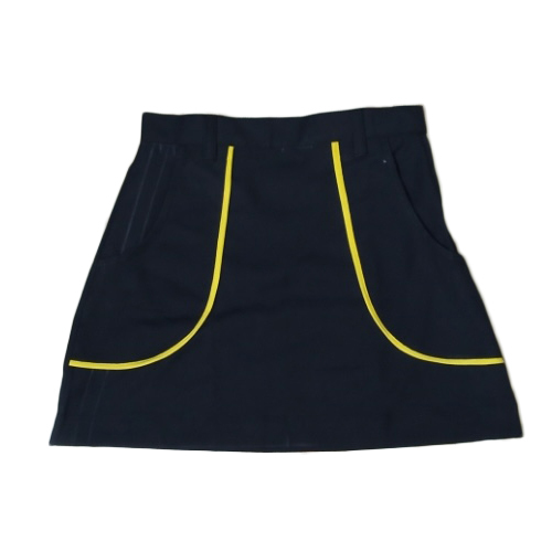 Cotton Black School Uniform Skirt With Yellow Stripe