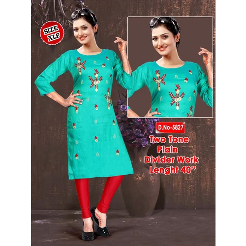 Ladies Rayon Kurti - Rayon Material, Plus Size, Vibrant Colors | 3-4th Sleeve, Printed Design, Shrin