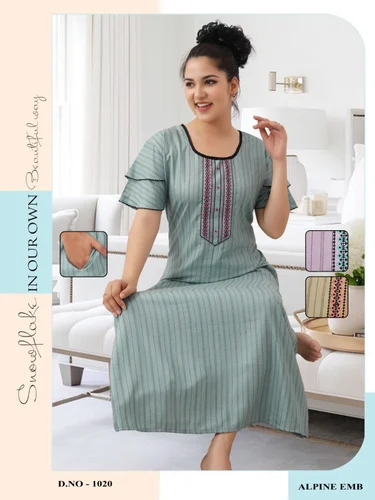 Premium Alpine Embroidery Full Nighty - Color: Different Available