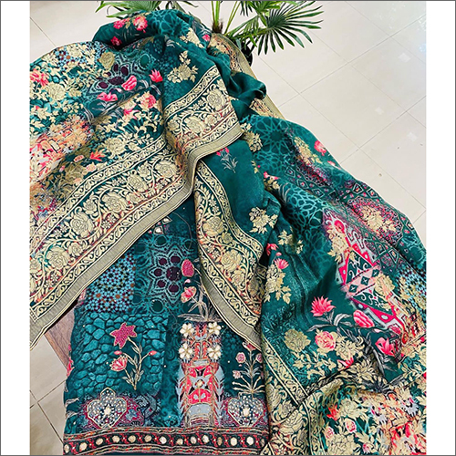 Different Available Banarasi Silk With Hand Embroidery Unstitched Suit