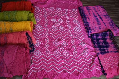 Vilot Bandhani Satin Dress Suits