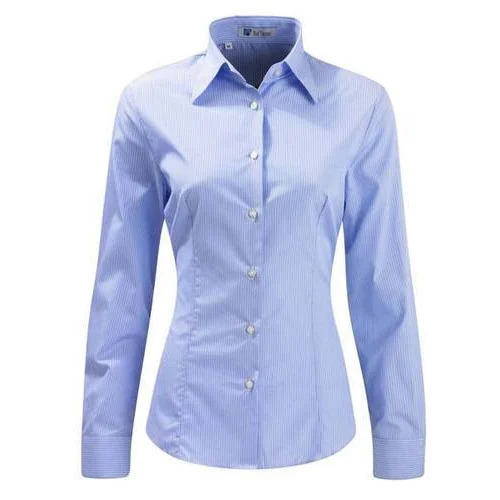 Ladies Formal Shirt - Premium Cotton, Multisize XXS to XL, Blue | Anti UV, Breathable, Cool Pass, No
