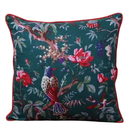 Blue Floral Printed Cushion Cover