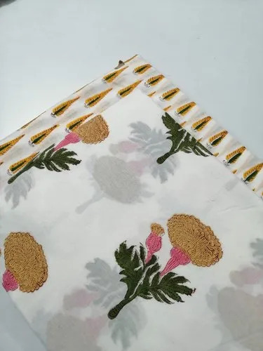 Hand Block Printed Cotton Fabric Js - Color: Different Available