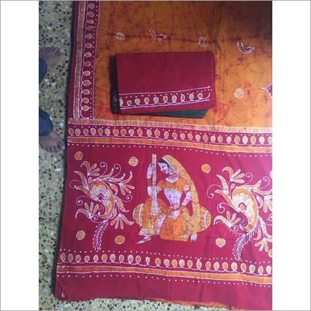 Designer Saree Fabric - Cotton Handloom, 5.5 Meters Long, Red Color, 1.2 Meters Wide, Lightweight at