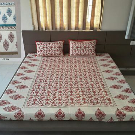 Printed Bed Sheet - Cotton, Double Size, Red Color, 180 Thread Count, 150GSM | Soft Fabric, Elegant 