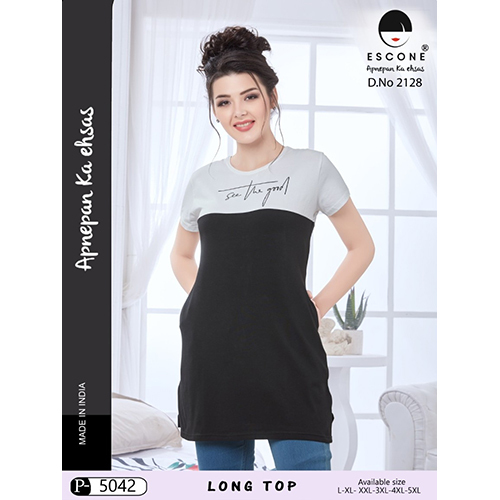 2 Pockets Escone Long Top - Cotton, M to XXXL & Plus Size, Available in Multiple Colors | Breathable