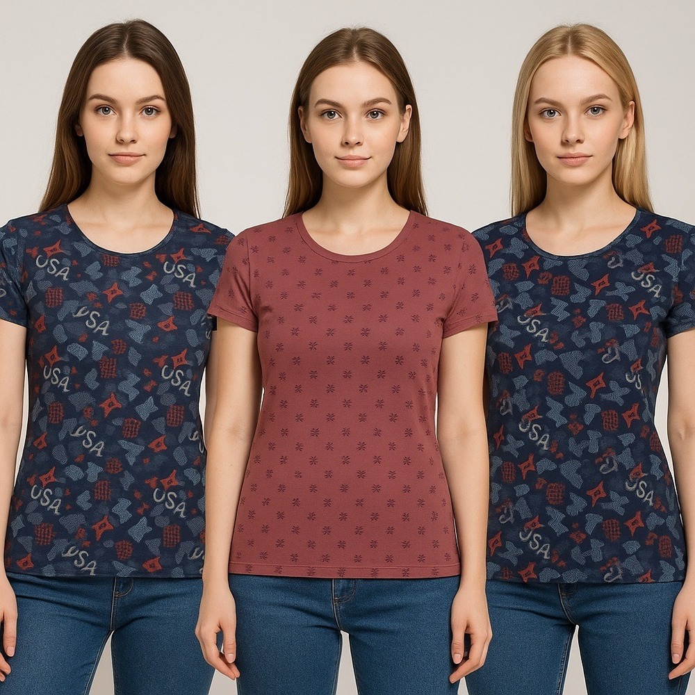 Ladies T Shirt - Decoration Material: Cloths