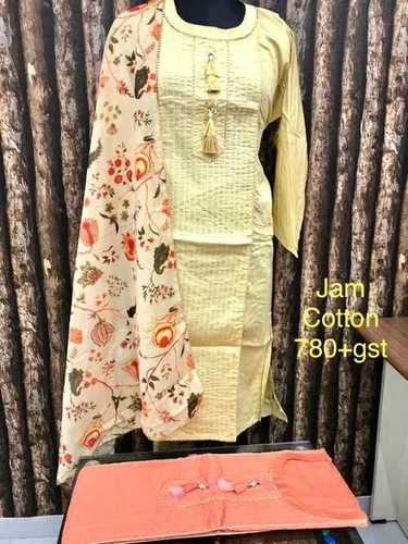 Multiple Ladies Jam Cotton Embroidery Suits With Salwar Digital Dupatta