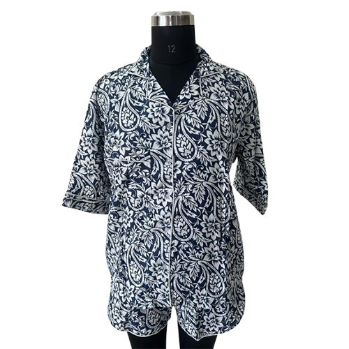 Ladies Printed Half Night Suit - Color: Black