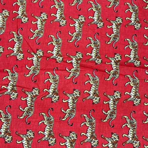 Red Printed Cotton Fabric - Feature: Washable