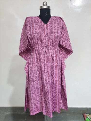 Cotton Printed Kaftan - Color: Pink