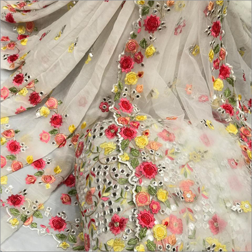 Ladies Mirror Work Anarkali Suit - Washable Cotton Blend, All Season, Available in Sizes S, M, L, XL