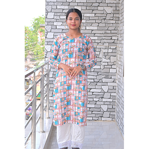 Ladies Flower Print Muslin Kurta Pant Set - High-Quality Muslin Fabric, Multicolor Floral Print, Ful