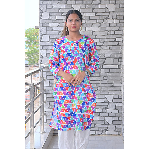 Ladies Casual Georgette Kurta Pant Set With Multi Colour Print Design Set - Ethnic Region: Indian