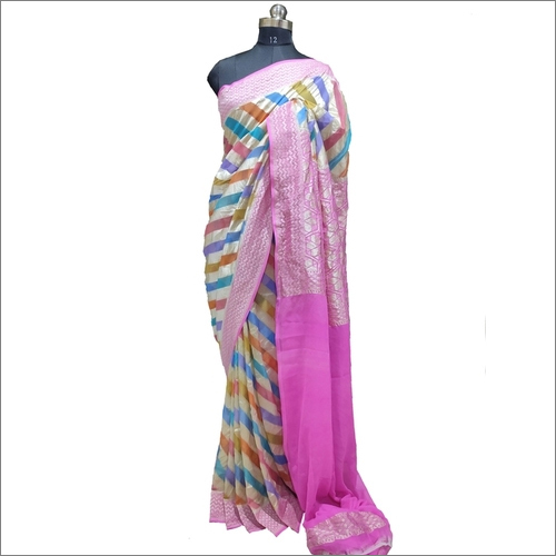 Banarasi Pure Handwoven Khaddi Georgette Saree - Dyeable Georgette, Embellished with Double Zari Mot