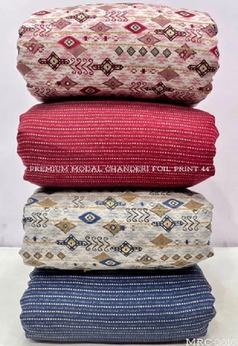 Chanderi Silk Cotton Batik Printed Fabric - 110-140 GSM, Lightweight & Shrink Resistant, Delicate Te