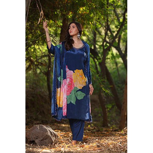 Crape Fabric Digital Printed Unstitched Suit - Cotton Material, Customized Size, Vibrant Colors, Was