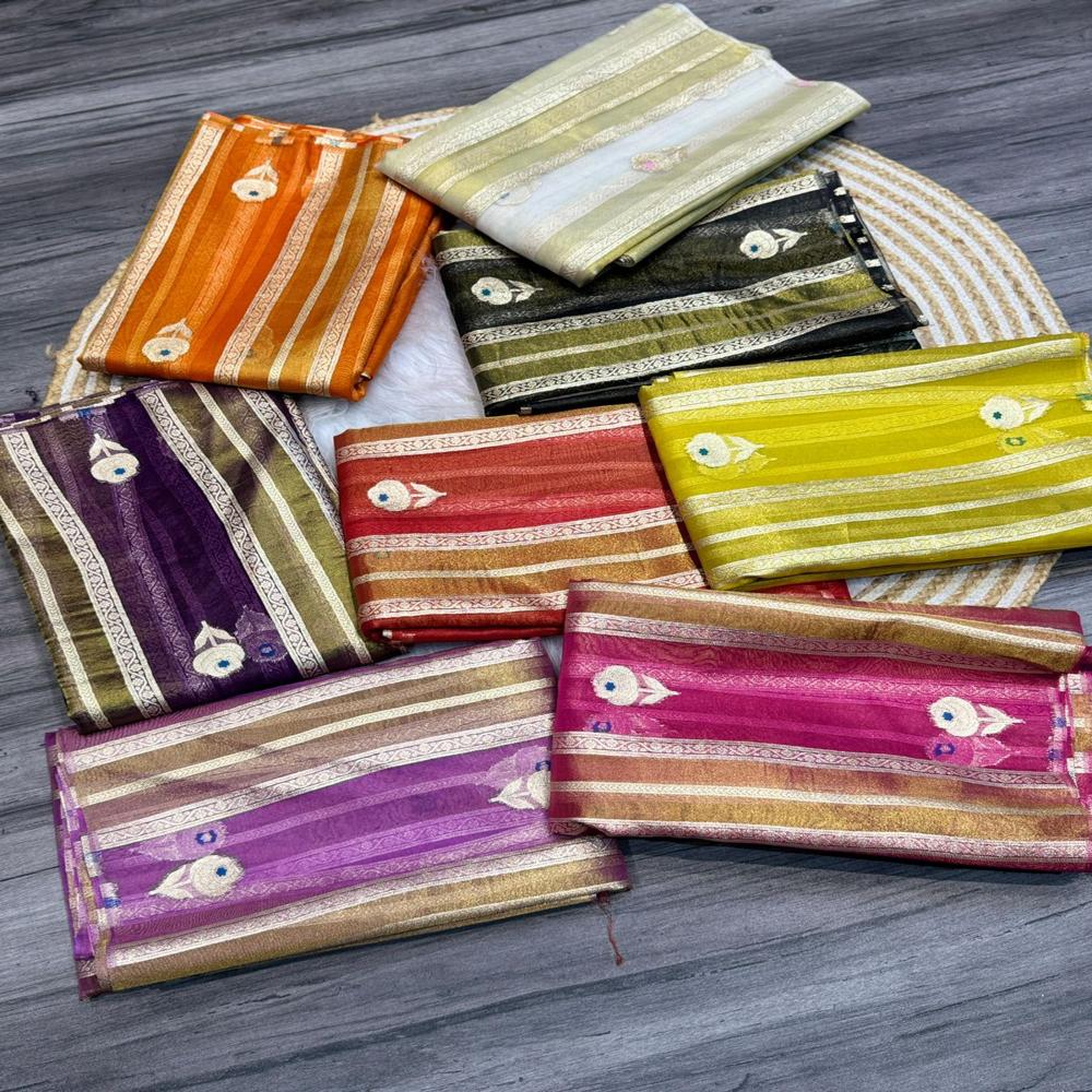 Indian Designer Ethnic Wear Saree - Color: White-Black-Orange-Blue-Purple-Red-Pink-Yellow