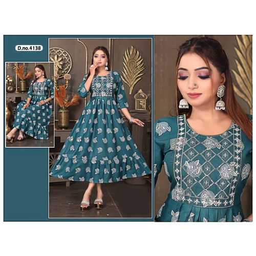 Party Wear Anarkali Kurti - Color: Different Available