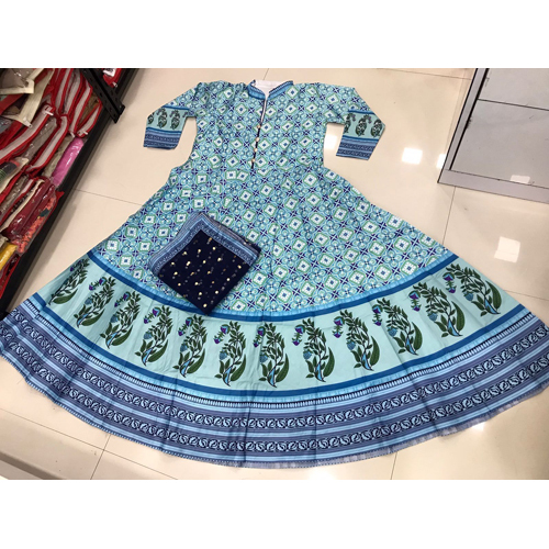 Multicolor Designer Long Gown With Dupatta