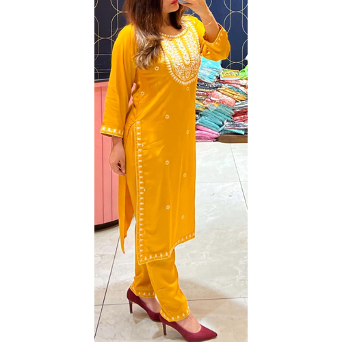 Washable Yellow Jaipuri Kurti
