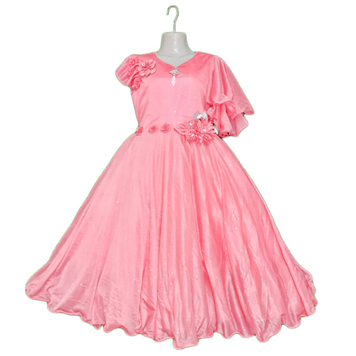Girls Long Frock - Cotton Material, Customized Sizes Available (S, M, XL) - Different Color Options,