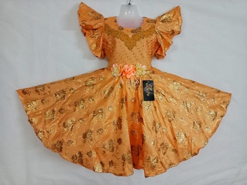 Party Wear Yellow Floral Printed Cotton Summer Dresses Frock For Girls Age Group: 8-10