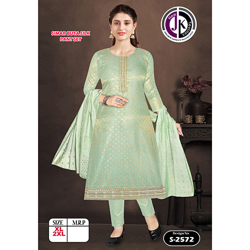 S-2572 Simar Buta Silk Pant Set - Color: Pitch