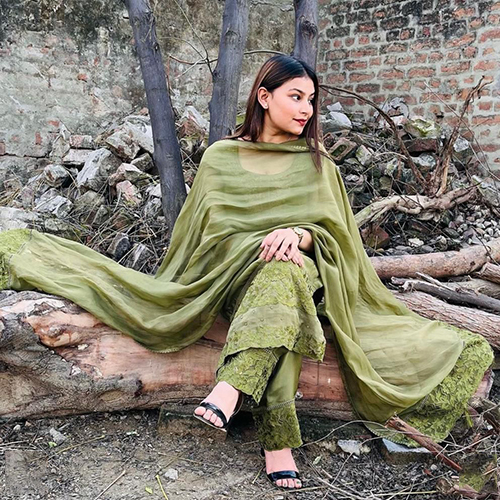 Different Available Green Organza Designer Ladies Wear Suits