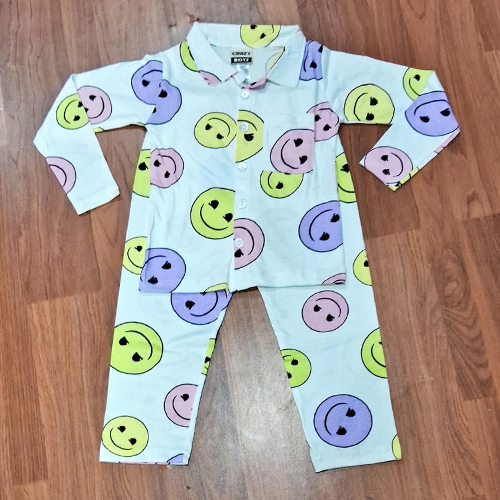 Different Available Boys Smiley Print Night Suit Set