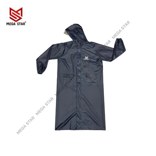 Pu Coated Long Raincoat - Color: Black