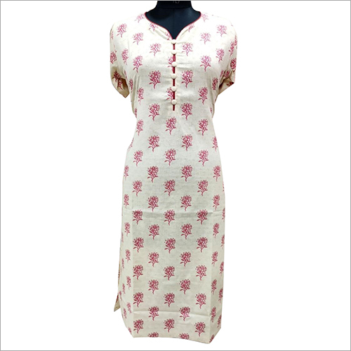 Printed Kurti - Cotton, Available in L, M, XL, XXL Sizes, Ivory White | Quick Dry, No Fade, Washable