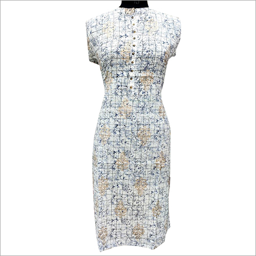 White Ladies Printed Rayon Kurti