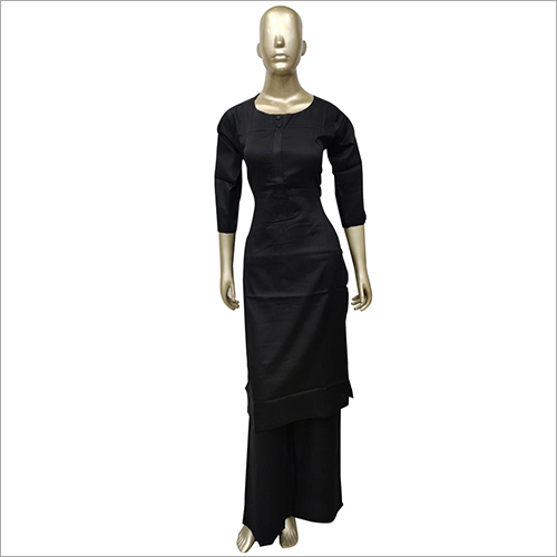 Washable Ladies Black Kurti With Palazzo Set