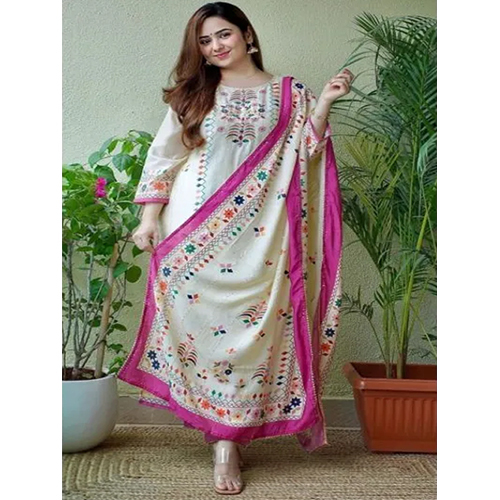 Multicolor Ladies Kurti With Bottom Dupatta