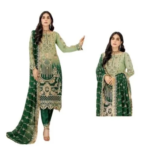Green Ladies Festive Wear Anarkali Suits Material