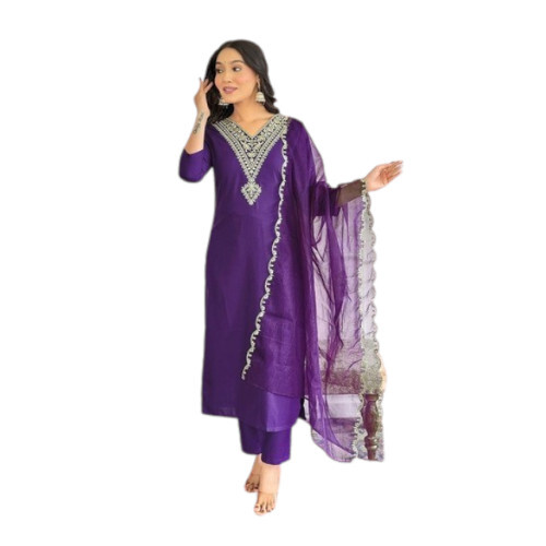 Rayon Purple Salwar Kameez - Design: Traditional