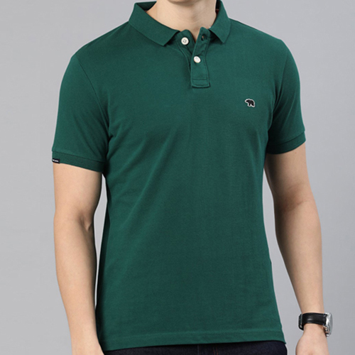 Mens Green T-Shirt - Cotton, Customized Sizes | Classic Plain Design, Versatile Style, Different Sha