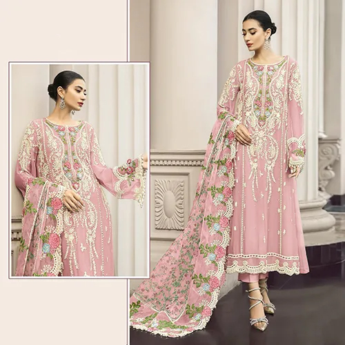 Pakistani Suit - Customizable Size, Embroidered Multicolor Design | Full Sleeves, Elegant Traditiona