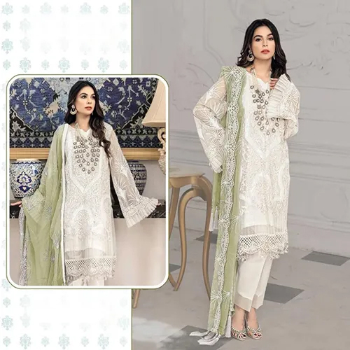 Pakistani Suit With Green Duptta - Color: Multicolor