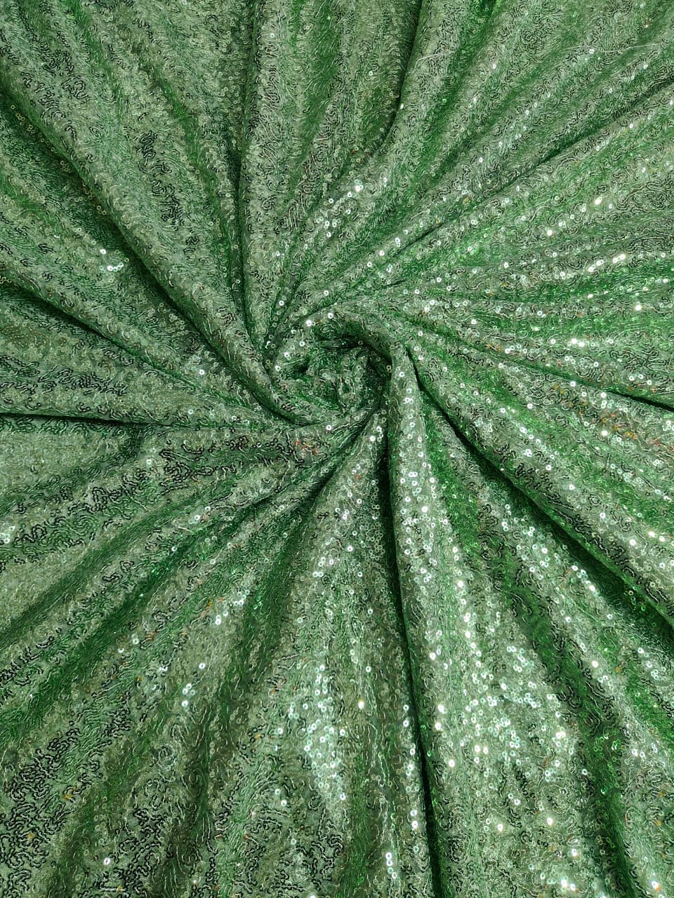 Sequin Embroidery On Soft Net Fabric - Color: Different Color Available
